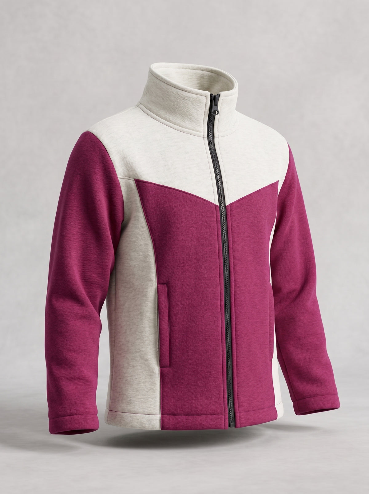 Warm Winter Color-Blocked Full-Zip Fleece Jacket